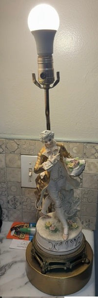 Used Vintage Porcelain Figurine Table Lamp